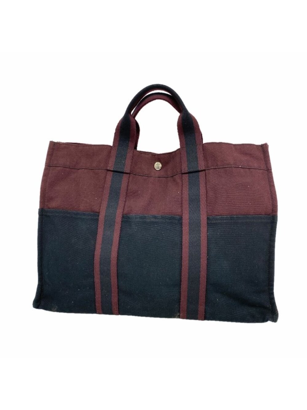 Hermes Tote Bag Fourre Tout MM Canvas Black Bordeaux Silver